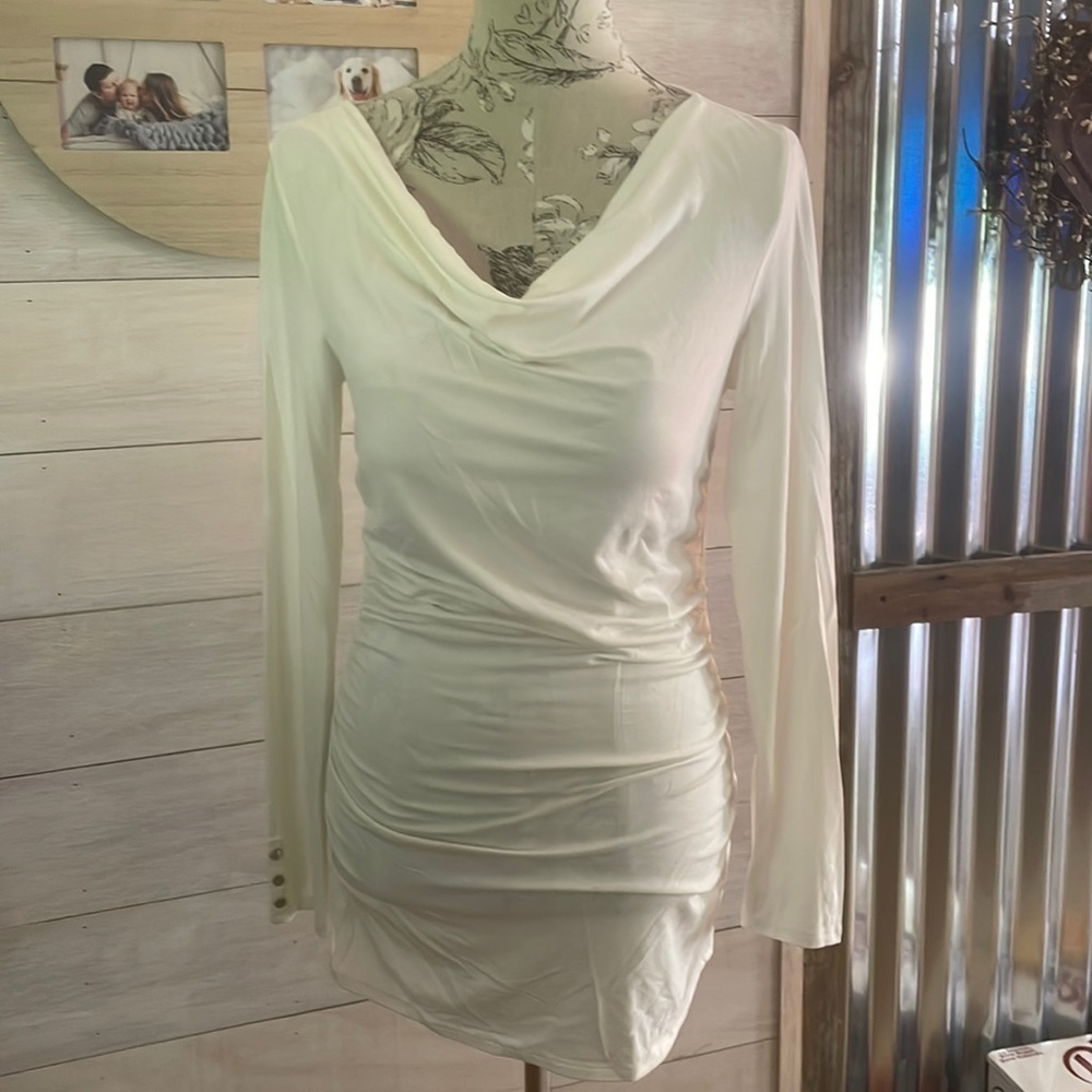 NWT WHBM Off White Draped Front Top S